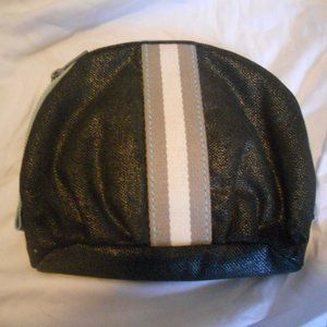 GAP navy clutch/accessory bag, half circle shape, vertical white grey stripe